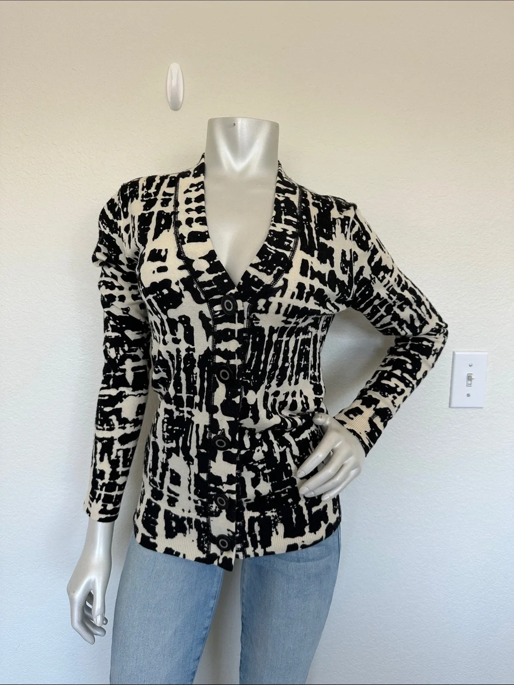 Tory Burch Simone Patterned Abstract Cardigan